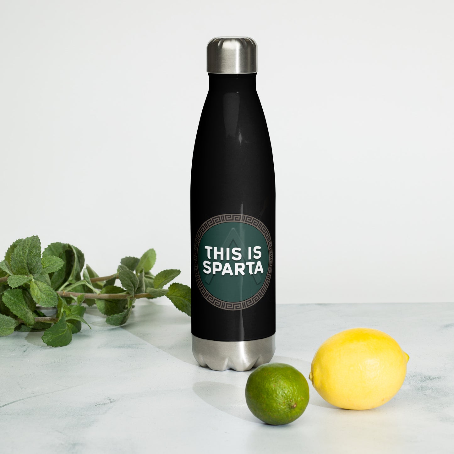 Stainless Steel Water Bottle This Is Sparta logo