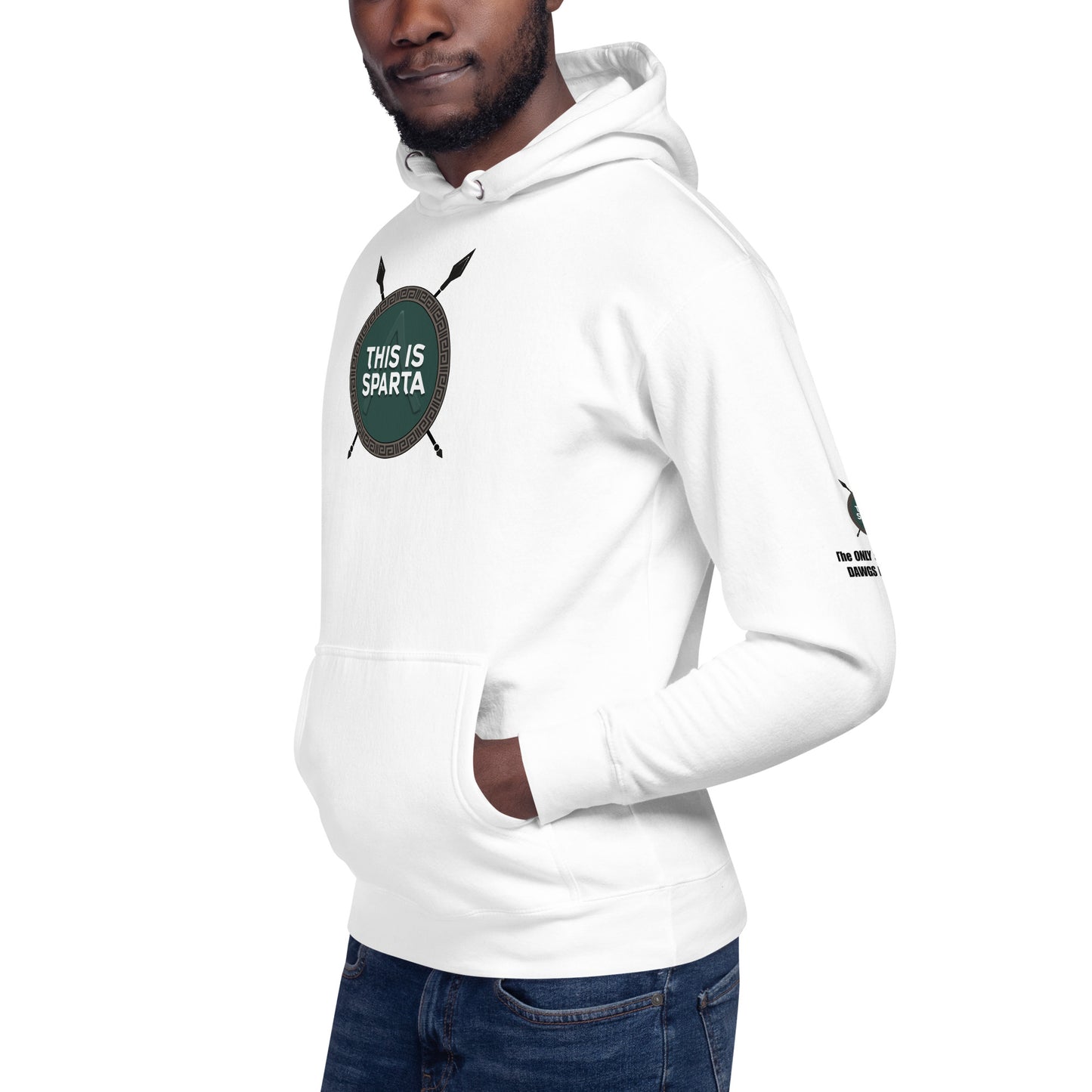 THIS IS SPARTA Hoodie White or Heather Logo on chest & left sleeve